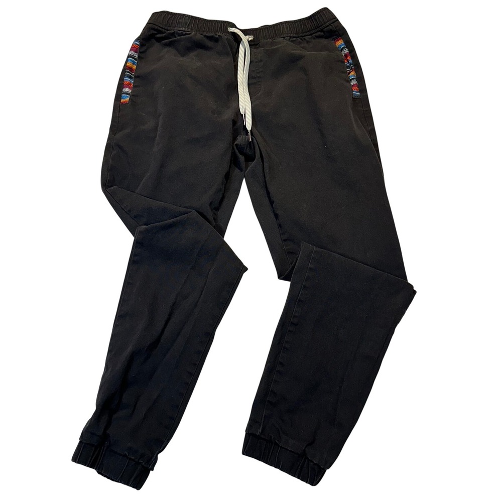 Wowie Jogger Pants Mens Medium Black Southwestern Boho Tribal Cotton Stretch